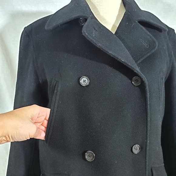 J. Crew Black Wool & Cashmere Winter Pea Coat - Picture 3 of 11
